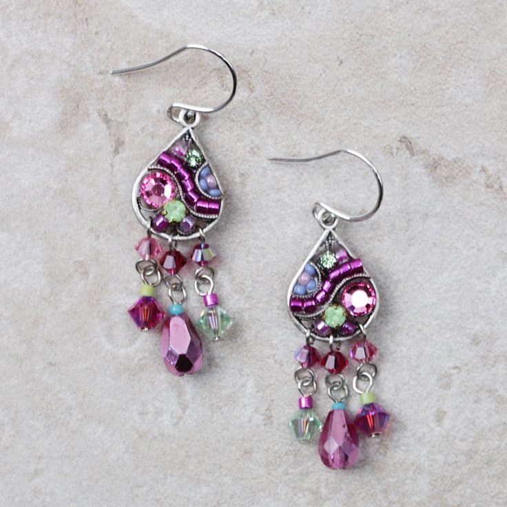 Iridescent Bohemian Earrings, Whimsical Beaded Drop Earrings, Whimsical Purple Earrings, Nickel-free Whimsical Teardrop Earrings, Multicolor Teardrop Whimsical Jewelry, Mosaic Rose, Laser Earrings, Diy Earrings Dangle, Firefly Jewelry