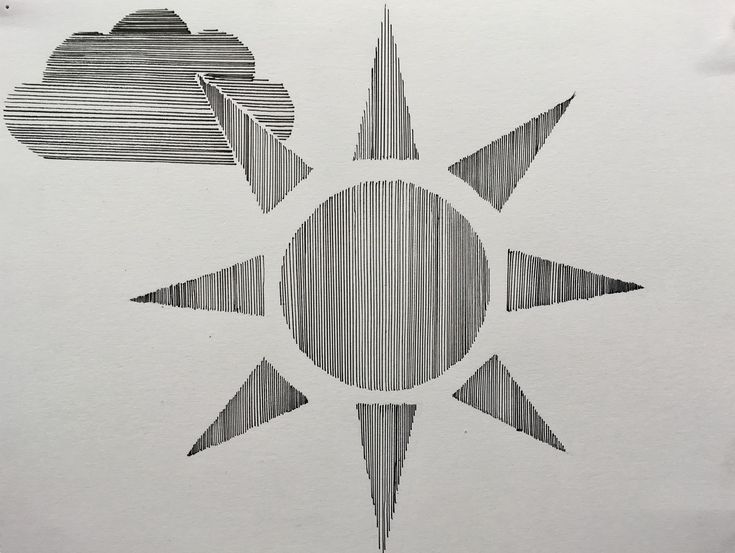 a drawing of three arrows in the shape of a sun