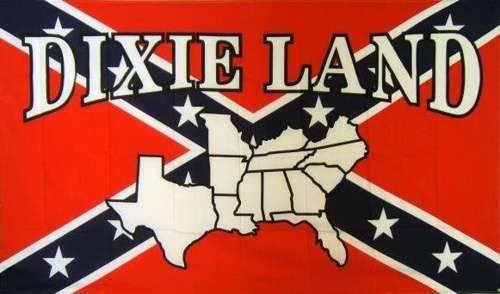 a flag with the words dixie land on it