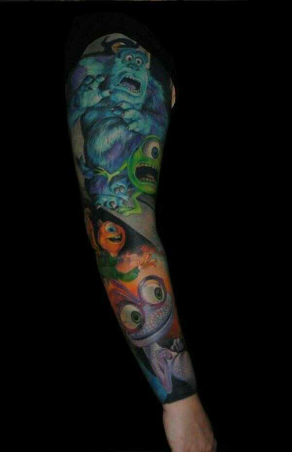 an arm with monsters on it