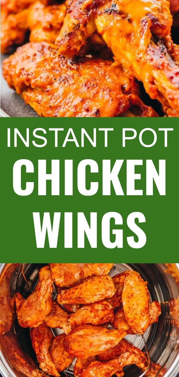 instant pot chicken wings in a bowl with text overlay that reads instant pot chicken wings