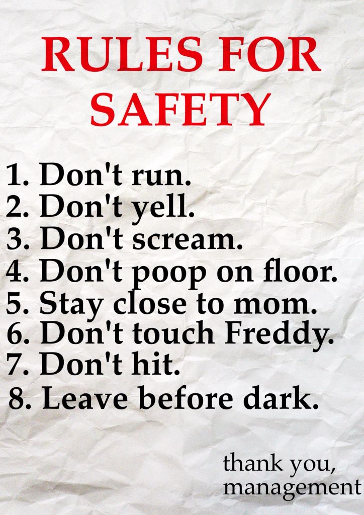 the rules for safety written on a piece of paper