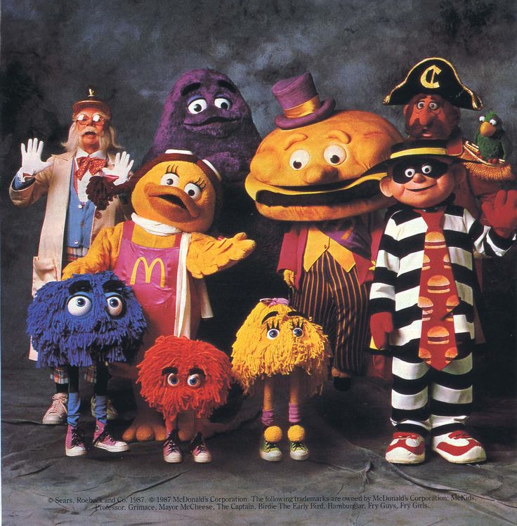 an advertisement for mcdonald's featuring the muppets as well as other characters