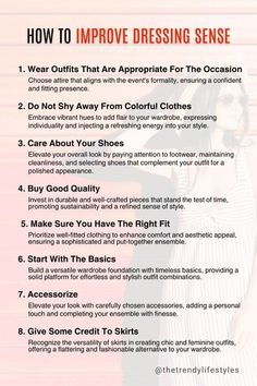 How To Have Good Fashion Sense, Tips For Dressing Better, How To Improve Your Dressing Sense, How To Improve Your Fashion Sense, Dress Sense For Women, Improve Style Outfits Tips, How To Dress Better Outfits Ideas, Dressing Sense Women, Fashion Sense Ideas