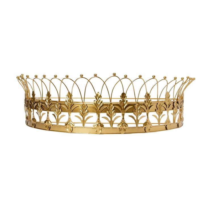 a gold metal crown on a white background