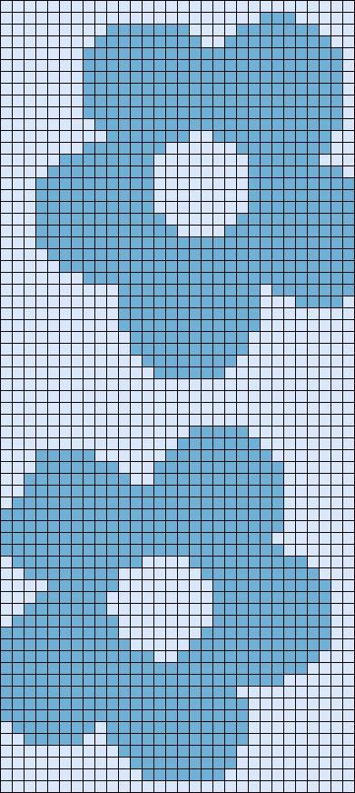 a cross stitch pattern with blue clouds in the sky