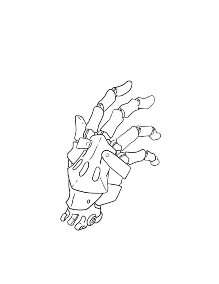 a drawing of a hand holding something in it's right hand and the other hand is