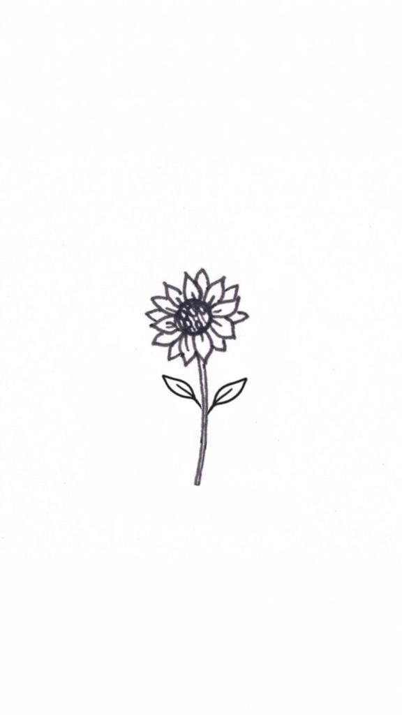 a drawing of a sunflower on a white background