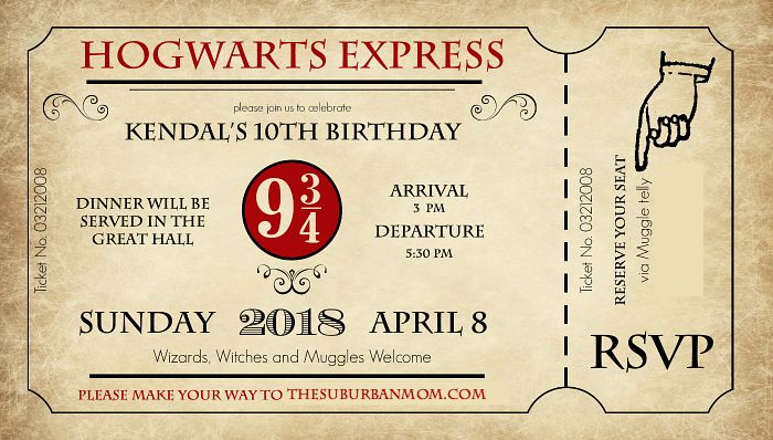 a ticket for hogwartt's express with the date on it and an image of a hand holding a wand