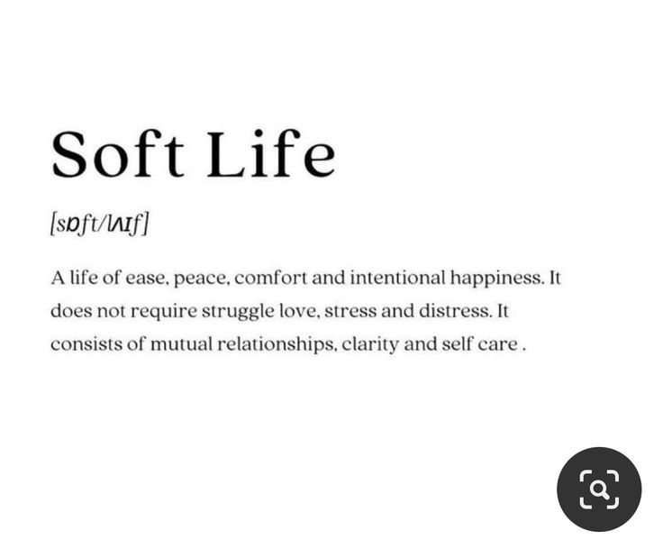 the words soft life are in black and white