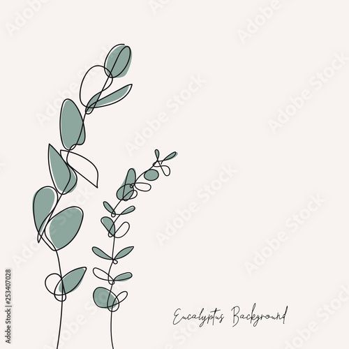 a plant with green leaves on it and the words eucalyptus's bouquet written in black ink