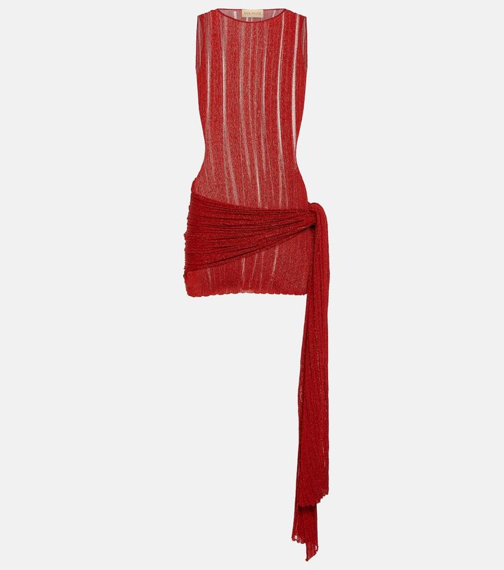 Draped lamé minidress in red - Aya Muse | Mytheresa Mini Red Dress, Aya Muse, Print Chiffon Maxi Dress, Best Summer Dresses, Metallic Sandals, Sheer Dress, Pretty Dresses, Fashion Inspo Outfits, Designing Women