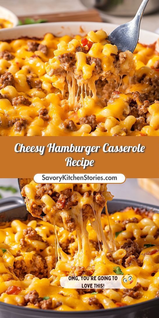 cheesy hamburger casserole with cheese being lifted from it