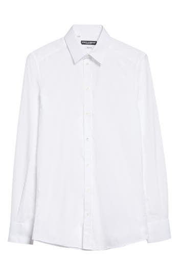 Channel a trim, tailored aesthetic in this cotton button-up shirt that features a crisp point collar and long sleeves. 30 1/2" length (size 40) Front button closure Point collar Long sleeves with button cuffs 100% cotton Dry clean or machine wash, line dry Made in Italy Men's Designer Clothing Cotton Slim Fit Dress Shirt With Placket, Long Sleeve Cotton Dress Shirt With Concealed Placket, Cotton Dress Shirt With Concealed Placket, Cotton Long Sleeve Dress Shirt With Hidden Button Closure, Cotton Collared Dress Shirt With Hidden Button Closure, Cotton Dress Shirt With Hidden Button Closure, Timeless Long Sleeve Dress Shirt For Daywear, Classic Long Sleeve Dress Shirt For Daywear, Timeless Cotton Dress Shirt With Concealed Placket