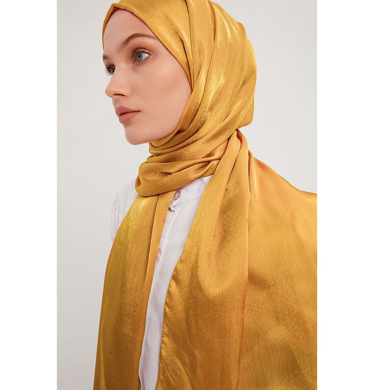 Modefa Shawl Gold Shine Hijab Shawl - Gold Transparent Material, Final Touch, Formal Wear, All Seasons, Lay Flat, Steam, Cold Water, Shawl, Special Occasion