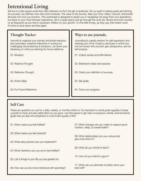 Take your time, reflect, recount, and breath life back into how you function. This worksheet is designed to assist you in navigating not away from your aspirations but back to your most intimate inspirations. It’s time to slow down and feel again. Intentional Life, Healing Journaling, Writing Therapy, Emotional Awareness, Therapy Worksheets, Group Therapy, Journal Writing Prompts, Burn Out, Intentional Living