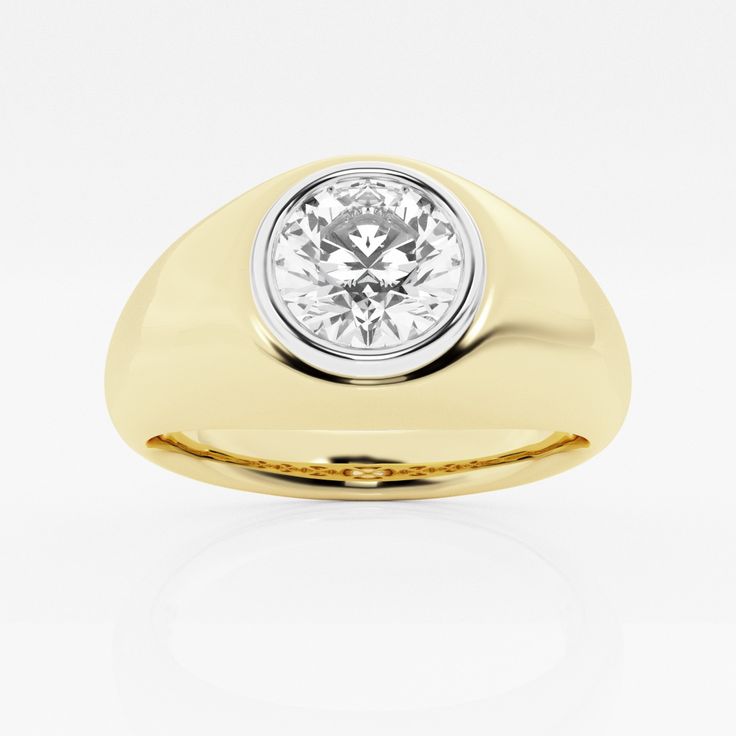 Signet rings have created all the buzz recently. We felt you shouldnt be left behind. This one boasts a bold round lab grown diamond set in a bezel Crystal Engagement Rings, Multicolor Jewelry, Cute Engagement Rings, Round Diamond Ring, Bezel Ring, Engagement Rings Opal, Big Rings, Diamond Chain, Men's Jewelry Rings