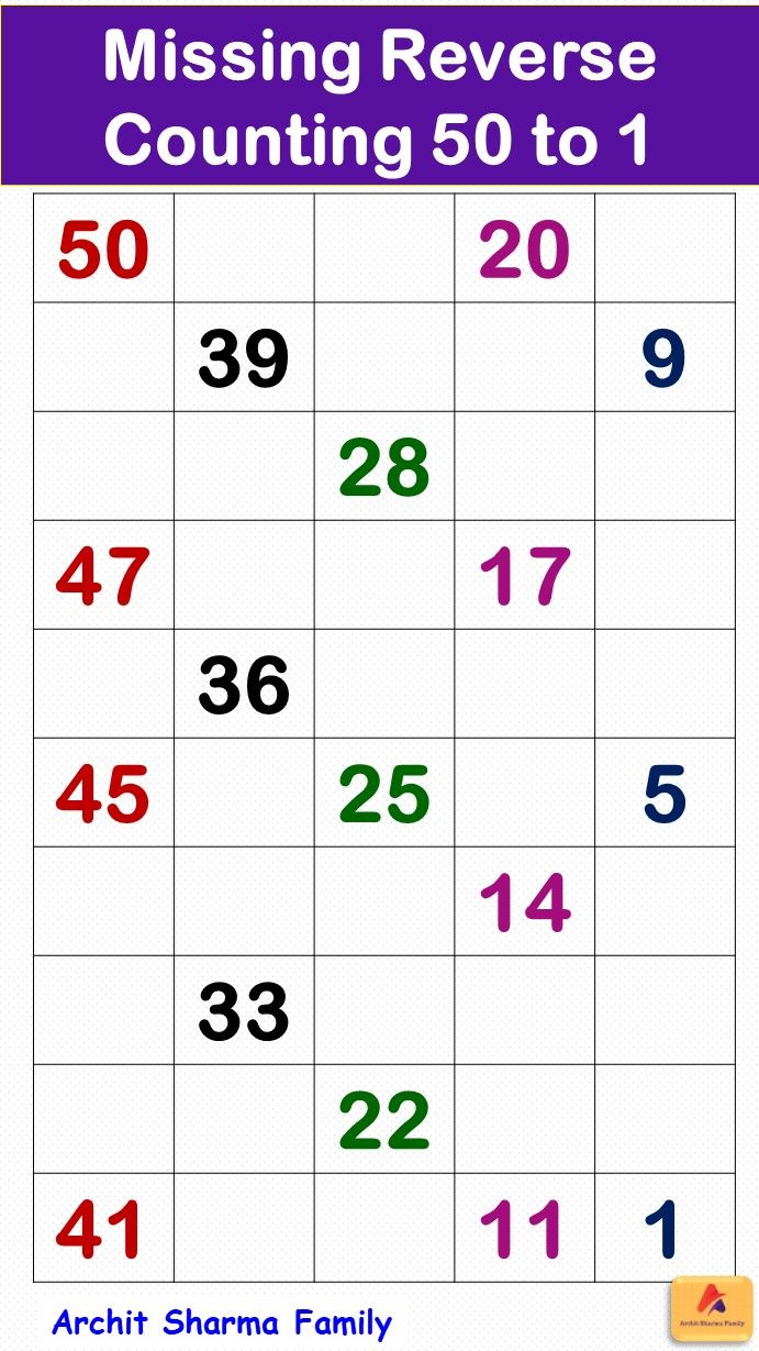 the missing reverse counting game with numbers on it and an arrow pointing to the number