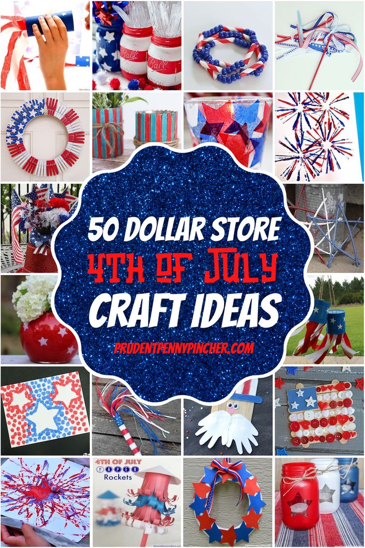 the fourth of july craft ideas are featured in this collage with images of red, white and blue items