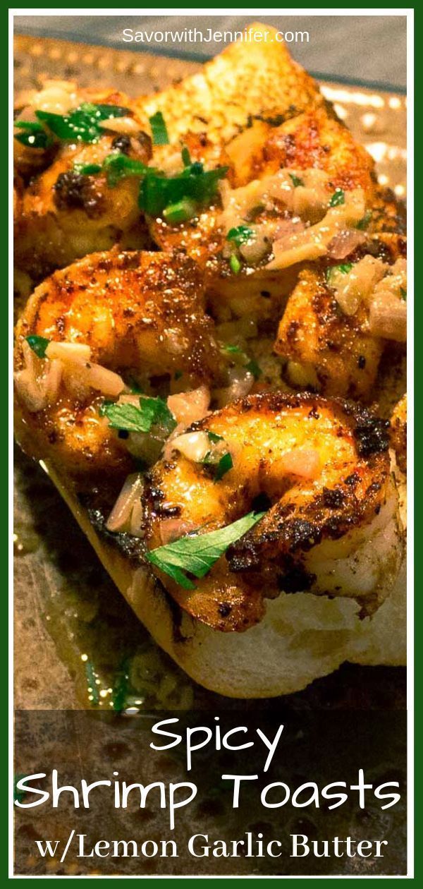 grilled shrimp with garlic butter and parsley on top