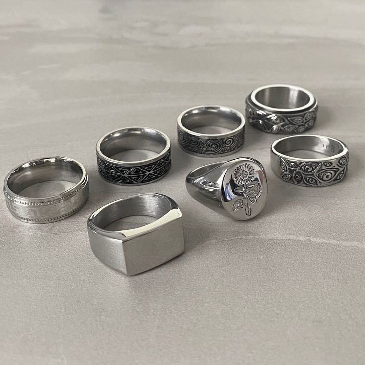 Men's Stainless Steel Rings, Thick Rings Men, Rings Men Aesthetic, Men’s Silver Rings, Rings For Men Aesthetic, Men’s Rings, Men Rings Aesthetic, Stainless Steel Rings Men, Boy Rings