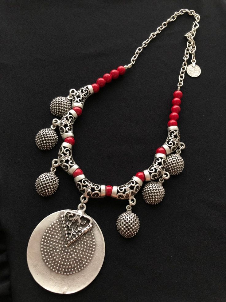 This gorgeous tribal, ottoman, bohemian style necklace is nickel and lead free. Ethnic necklace sterling silver plated with an oxidized mat finish. length is Adjustable. Made in Turkey. Shipping to the world by UPS, DHL, FEDEX After received payment, we will send within 3 working day. Please feel free to ask us if you have any questions! code: 002450 Handmade Bohemian Antique Silver Necklace, Bohemian Oxidized Round Necklace, Bohemian Antique Silver Necklaces With Silver Beads, Bohemian Round Necklace With Oxidized Finish, Bohemian Necklaces With Silver Beads, Bohemian Round Necklaces With Oxidized Finish, Bohemian Oxidized Metal Necklace, Bohemian Silver Beaded Necklace With Round Pendant, Bohemian Metal Medallion Necklace