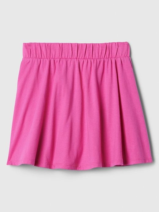 Kids Jersey Skort Casual Elastic Shorts For Loungewear, Casual Shorts With Gathered Waist For Spring, Casual Tops With Elastic Waistband And Short Length, Casual Pink Bottoms With Ribbed Waistband, Pink Bottoms With Ribbed Waistband For Spring, Casual Shorts With Gathered Waist, Casual Pajama Shorts With Stretch Elastic Waistband, Casual Stretch Pajama Shorts With Elastic Waistband, Spring Stretch Shorts With Banded Waist