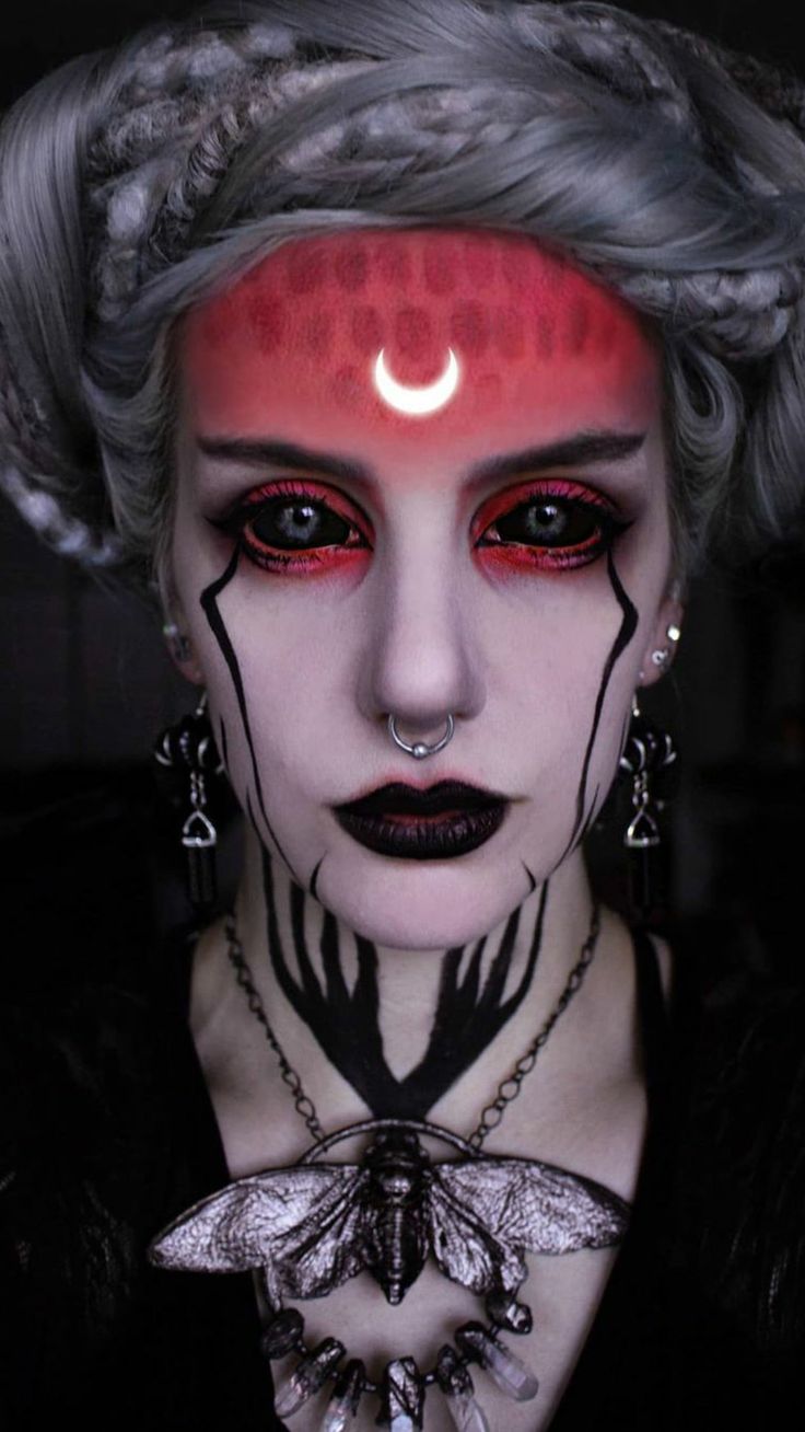 Pagan Makeup, Makeup Witch, Halloween Makeup Witch, Halloweenský Makeup, Creepy Halloween Makeup, Witch Makeup, Halloween Makeup Inspiration, Smink Inspiration, Red Makeup