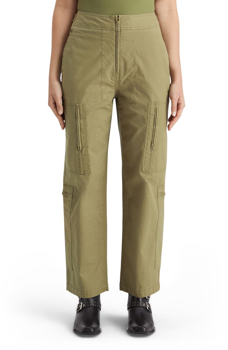 Sturdy ripstop makes these utility-inspired pants the best part of your weekend uniform. Zip fly Side-seam pockets; cargo zip pockets 97% cotton, 3% polyester Machine wash, line dry Imported Utility Cotton Cargo Jeans For Outdoor, Utility Khaki Cargo Jeans With Patch Pockets, Khaki Utility Parachute Pants With Straight Leg, Utility Khaki Straight Leg Parachute Pants, Khaki Straight Leg Utility Parachute Pants, Relaxed Fit Utility Cargo Jeans For Outdoor, Relaxed Fit Utility Cargo Jeans For Outdoor Activities, Utility Style Khaki Cargo Jeans With Flap Pockets, Utility Cargo Jeans With Flap Pockets In Khaki