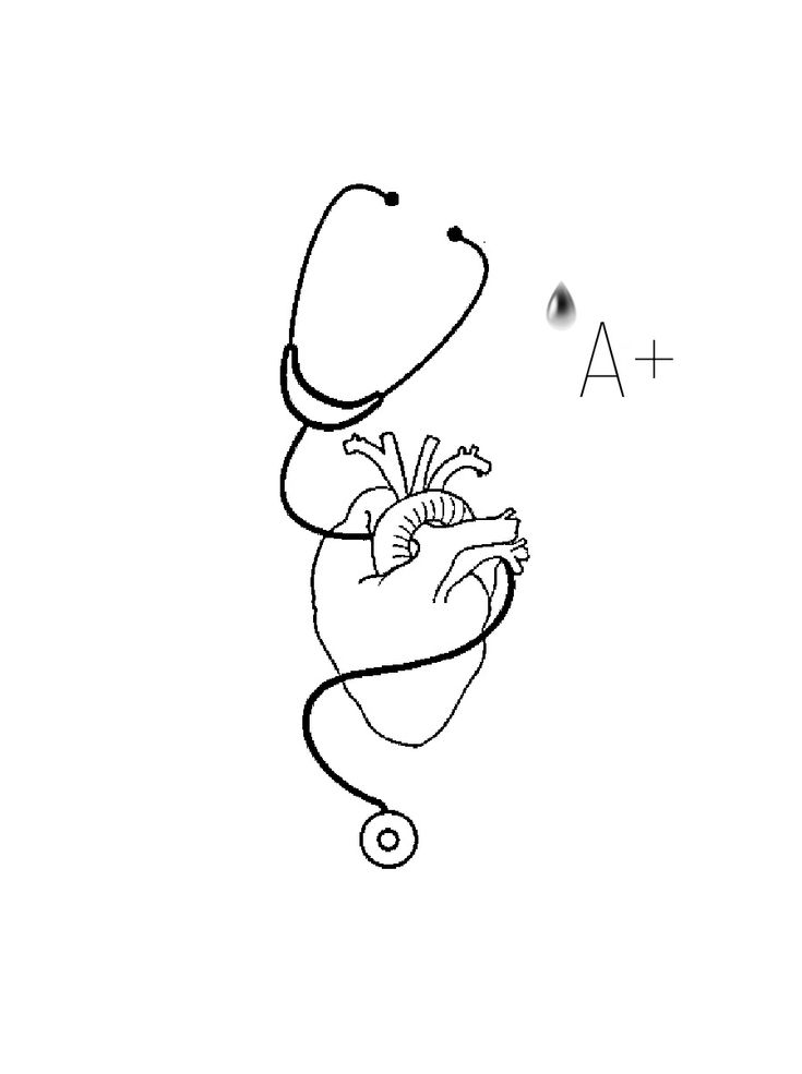 a drawing of a heart with a stethoscope on it and the letter a