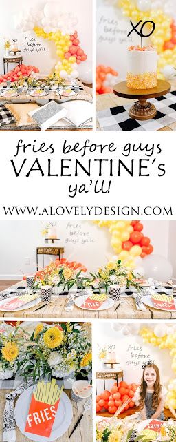 a collage of photos with flowers and fruit on the table for valentine's day