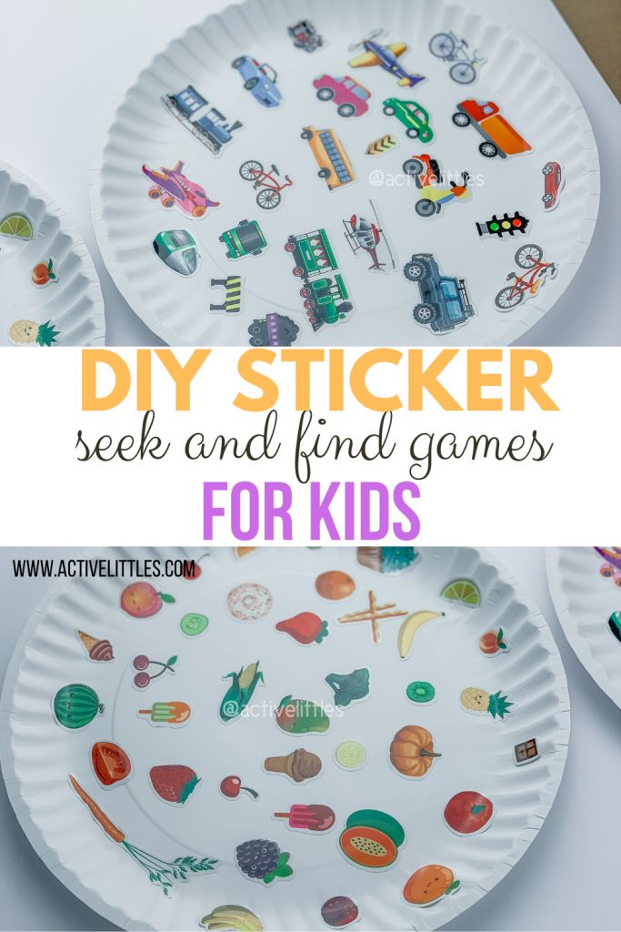 paper plate crafts for kids with the words diy sticker seek and find games