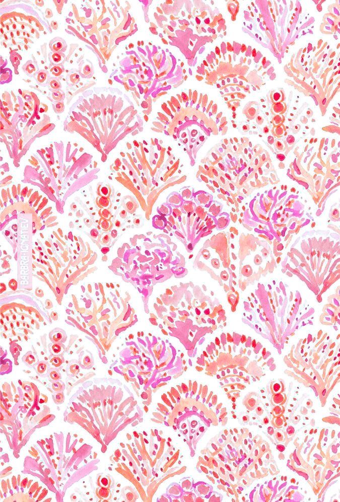 a pink and red pattern on white paper