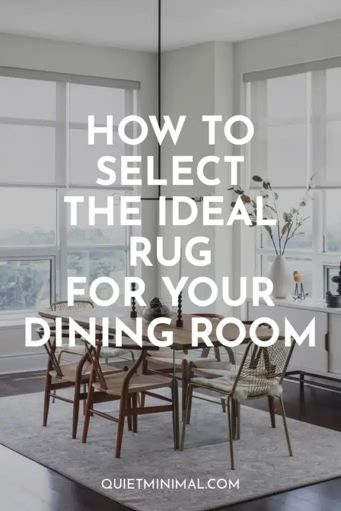 a dining room with the words how to select the ideal rug for your dining room