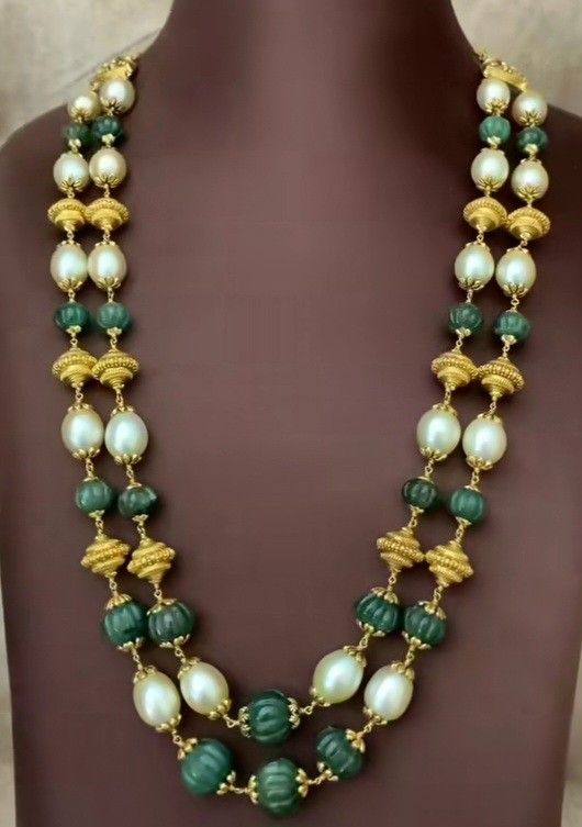 Emerald Necklaces, Beaded Wedding Jewelry, New Gold Jewellery Designs, Elegant Jewellery, Beads Ideas, Beads Mala, Beading Jewelery, Beads Jewellery, Beaded Wedding