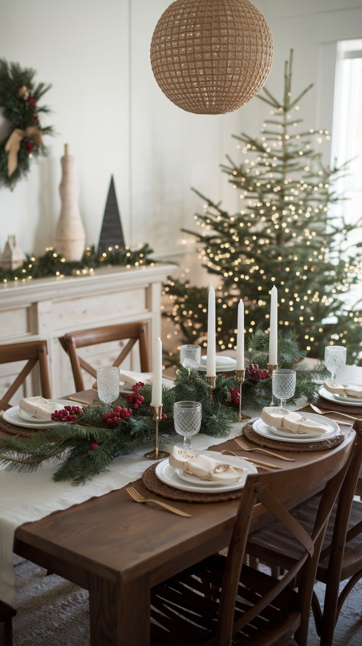 27 Christmas Dining Table Decor Ideas » HomeQly.com Christmas Dinning Room Table Ideas, Dining Room Table Christmas Centerpiece, Dining Room Table Christmas Decor, Dining Table Christmas Decor, Christmas Dining Table Decor Ideas, Christmas Dining Table Centerpiece, Holiday Dining Table Decor, Christmas Decor Dining Table, Dining Table Christmas