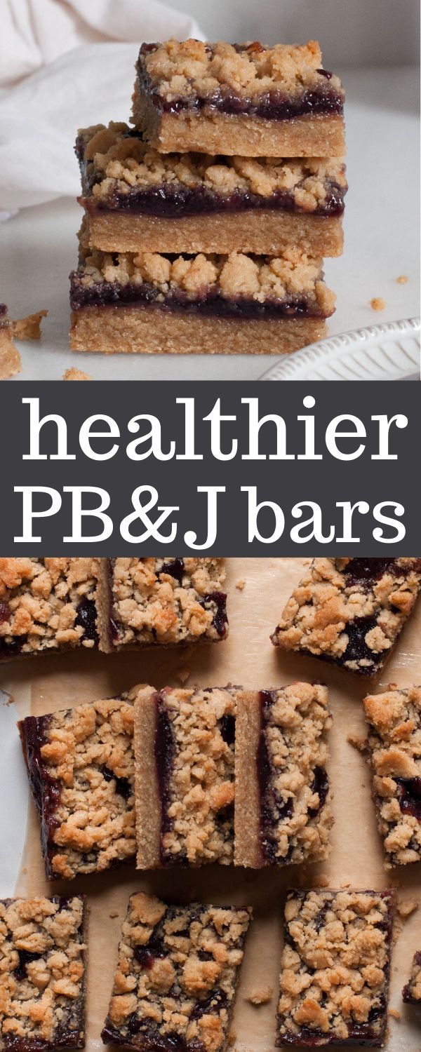 healthy and easy to make, these pb & j bars are made with oatmeal crumbs