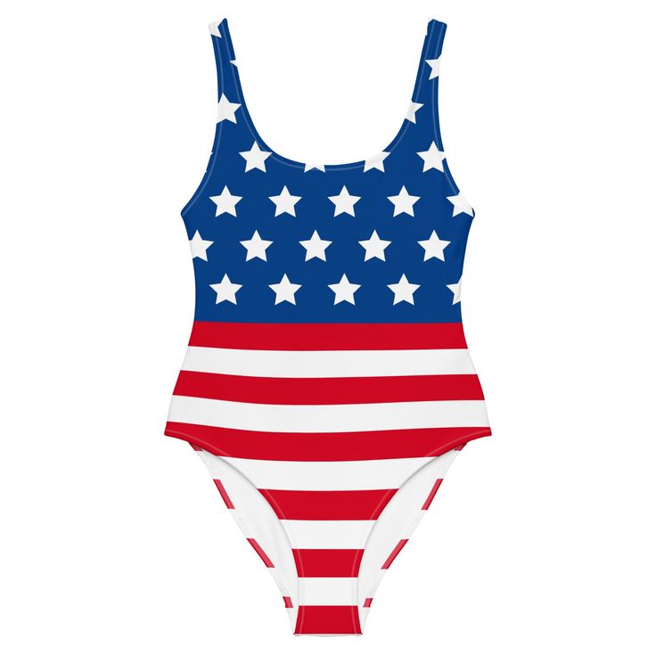 Introducing our women’s American Flag Bathing Suit - this comfortable and stylish patriotic swimsuit will bring out your best features!Made from high-quality, chlorine-resistant fabric, this American flag swimsuit is designed to last through countless trips to the pool or beach. With its cheeky fit, scoop neckline, and low scoop back, this USA swimsuit is both flirty and functional, providing just the right amount of coverage while showing off your best asset on Independence Day.Whether you're l American Flag Print Swimwear For Pool In Summer, Fitted Swimwear For 4th Of July Pool Party, Fitted American Flag Print Swimwear For Beach Season, Flag Print Swimwear For Pool And Beach Season, Fitted Swimwear For 4th Of July Poolside, Patriotic Blue Swimwear For Summer, Patriotic Blue Swimwear For Vacation, Patriotic Swimwear For Summer Vacation, American Flag Print Swimwear For Beach Season