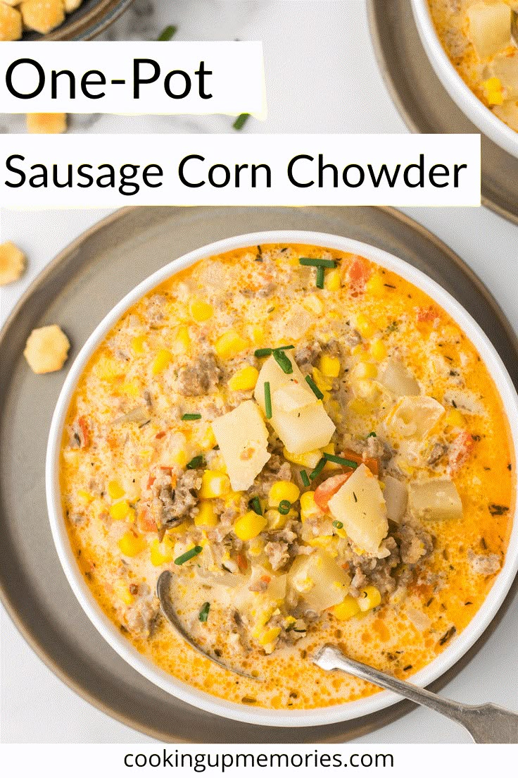 one pot sausage corn chowder in a bowl