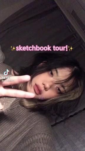 a young woman making the peace sign with her hand in front of her face and text that reads sketchbook tour