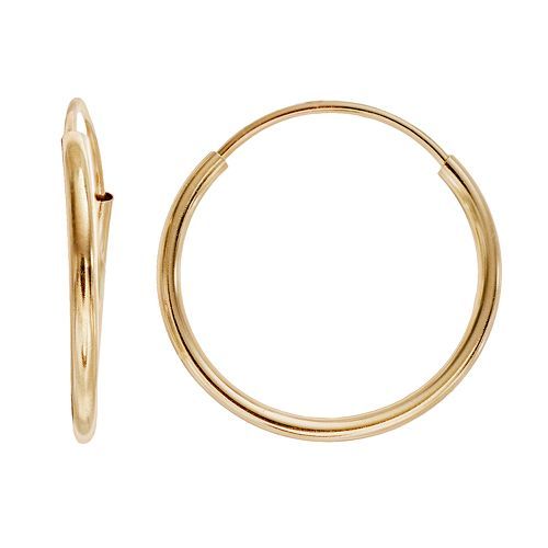 Charming Girl 14k Gold Hoop Earrings - Kids Nickel-free 14k Gold Hoop Jewelry, Adjustable Tarnish Resistant Hoop Jewelry, Adjustable Gold Hoop Jewelry, Nickel-free Yellow Gold Hoop Jewelry, Nickel-free Hoop Fine Jewelry, 14k Rose Gold Hoop Jewelry, Cadmium-free Gold Hoop Jewelry, Yellow Gold Round Jewelry With Ear Wire, Minimalist Yellow Gold Hoop Jewelry