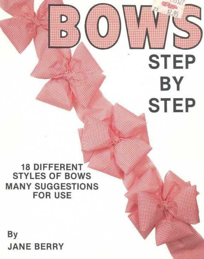 the book bows step by step is written in black and white, with red checkered bows