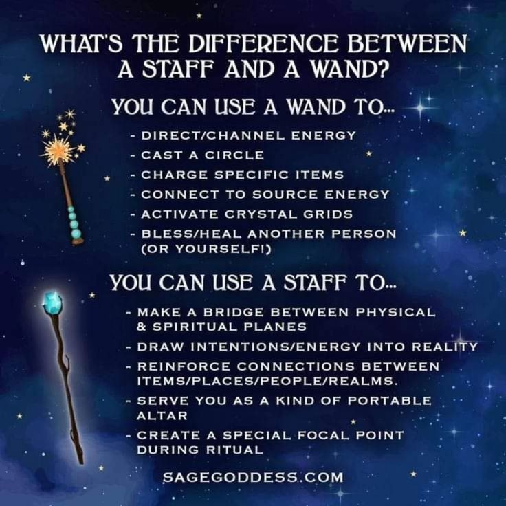 a poster with the words what's the difference between a staff and a wand?