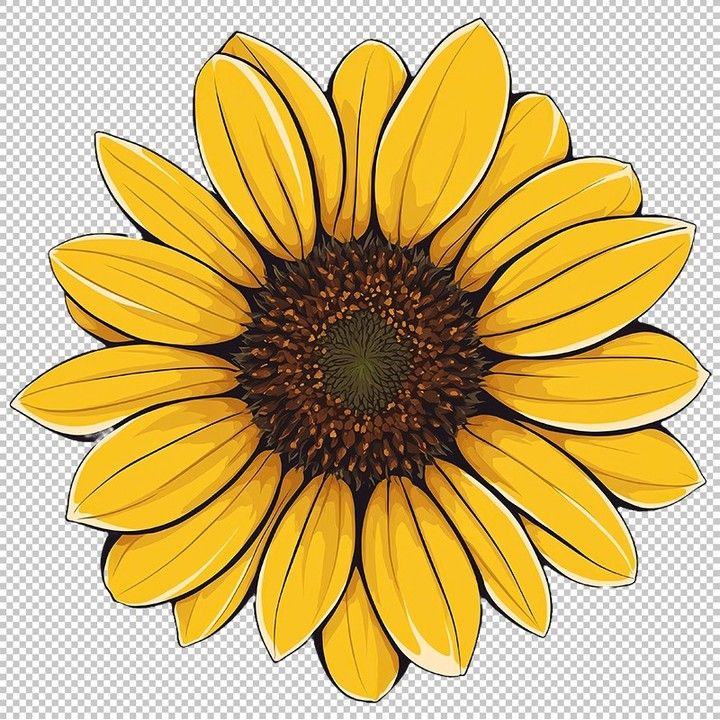 a yellow sunflower on a transparent background