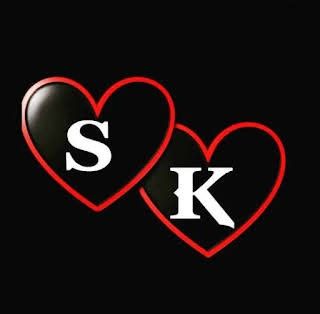 two hearts with the letter s and k in them on a black background for valentine's day