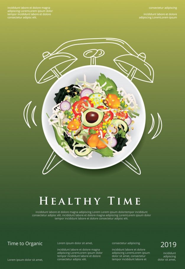 the healthy time flyer is shown with an image of a plate of food on it