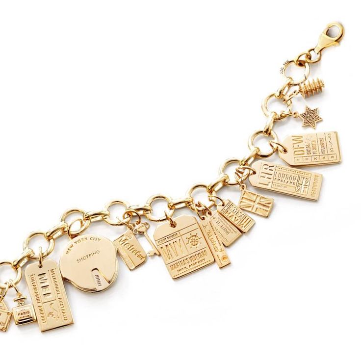 Jet Set Candy's 14k solid gold Infinity Link Charm Bracelet is the chic way to showcase your travel charms and keep your memories close by. This charm bracelet provides instant gratification with 12 links that open easily so you can add many Jet Set Candy travel charms. Feature a few of your favorite places or mix and match metals; gold, sterling silver or mini gold charms all look...charming together. It's the modern way to start collecting your adventures and if you'd like to showcase more cha Travel Charm Bracelet, Custom Charm Bracelet, Solid Gold Bracelet, Instant Gratification, Travel Charms, Mini Gold, Gold Charm Bracelet, Jewelry Inspo, Gold Charm