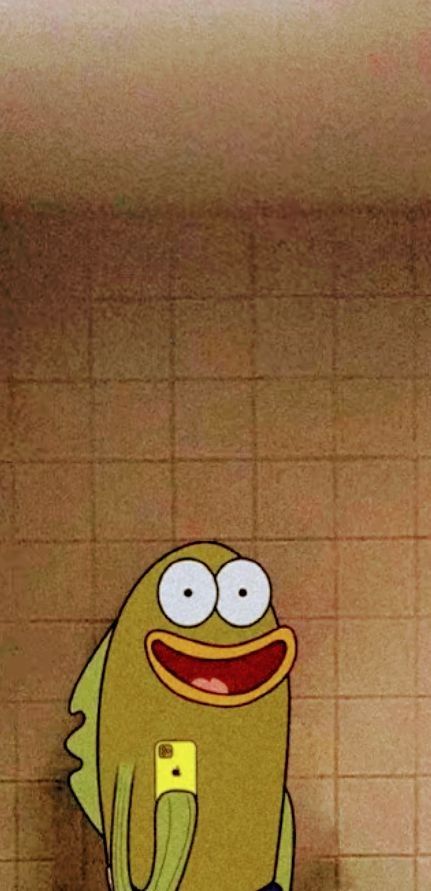 a cartoon character sitting on top of a toilet in a bathroom