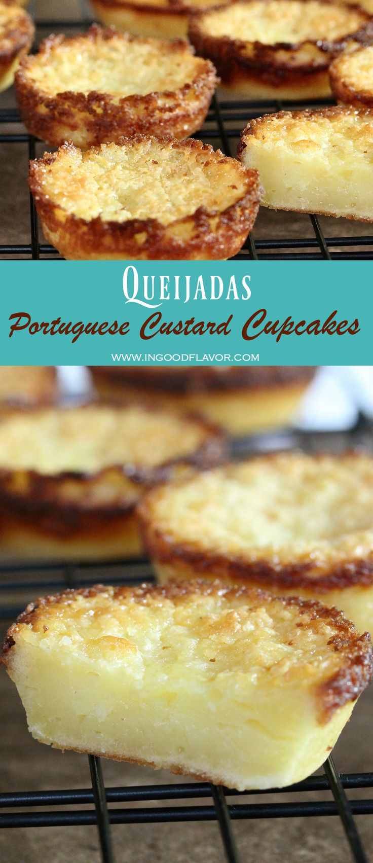 Queijadas (Portuguese Custard Cupcakes) Custard Cupcakes, Portuguese Dessert Recipes, International Desserts, Portuguese Desserts, Custard Desserts, Custard Recipes, Portuguese Recipes, Food Cakes, Eat Dessert