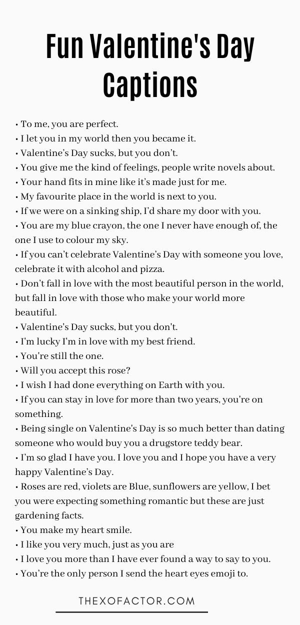 a valentine's day poem with the words fun valentine's day captions